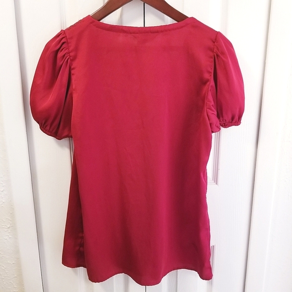 Red Charmeuse/Satin ,Sequin Blouse by George - Picture 2 of 5
